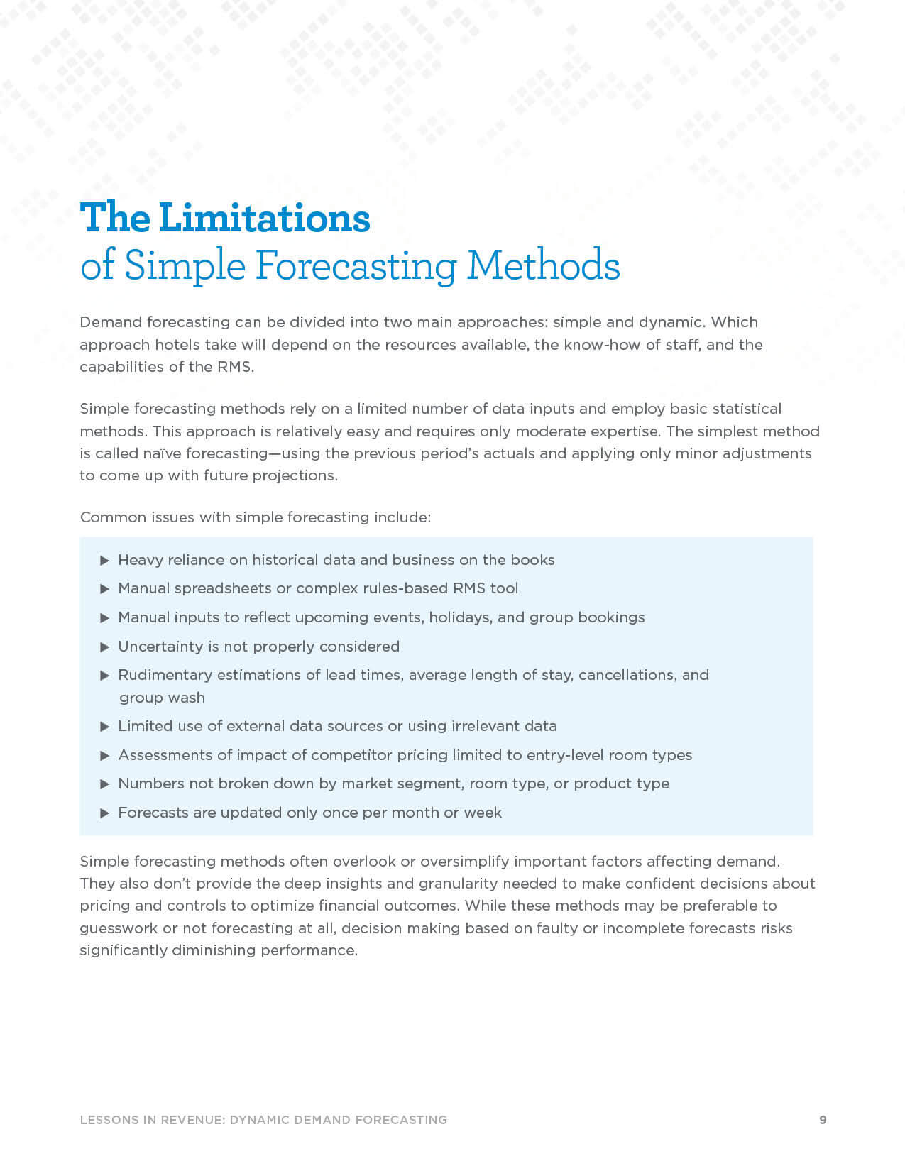 Page 9 - The Limitations of Simple Forecasting Methods