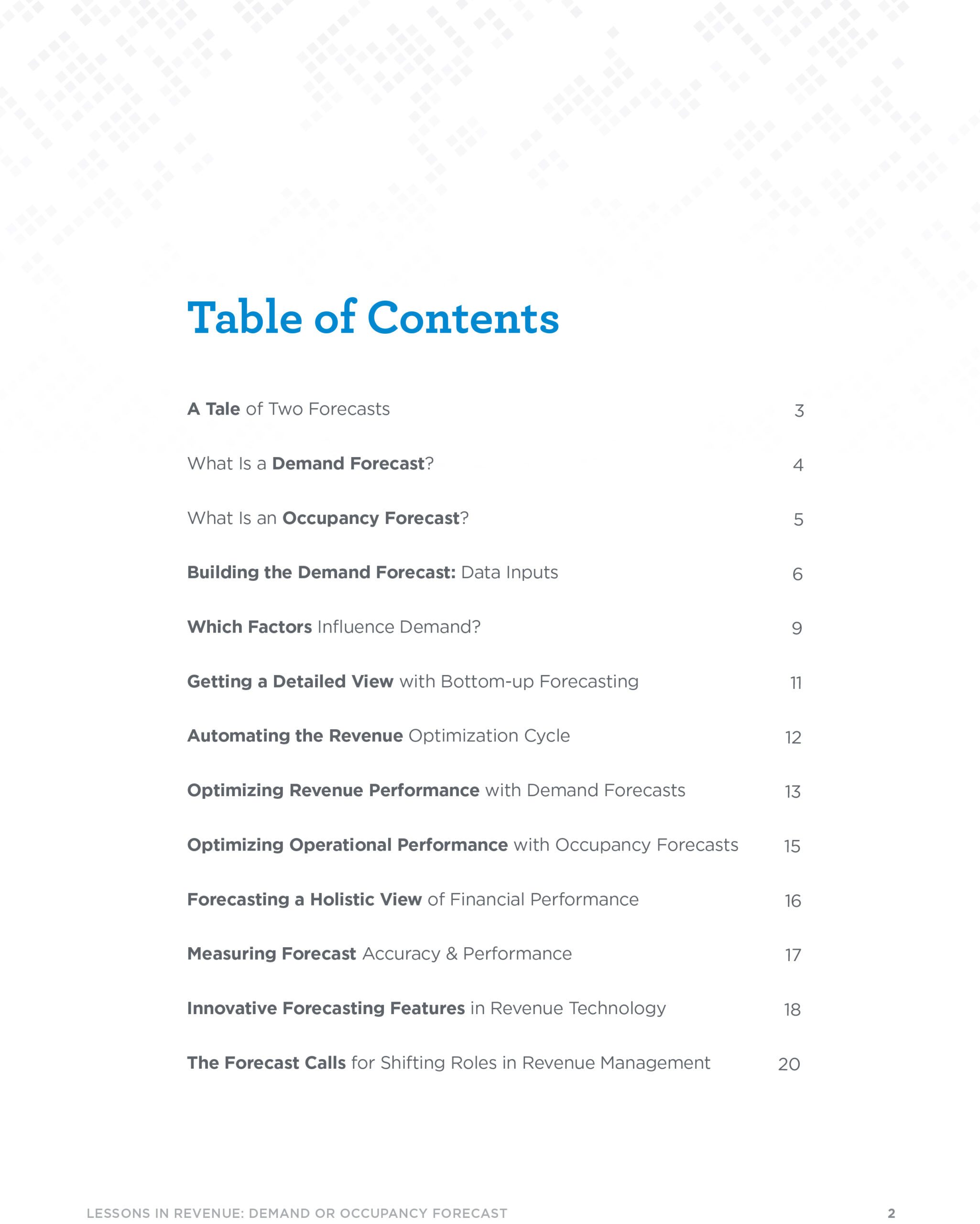 Page 1 - Table of Contents