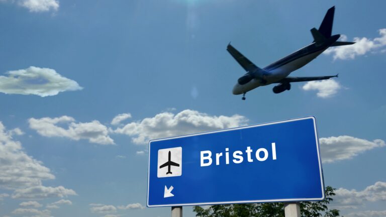 plane landing at Bristol airport