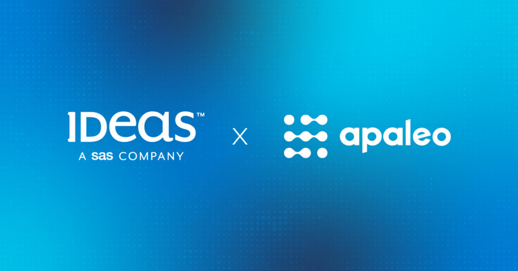 Graphic depicting both the IDeaS and apaleo logos