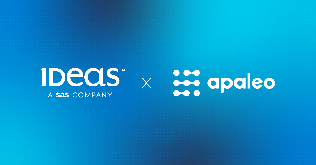 Graphic depicting both the IDeaS and apaleo logos
